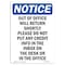 Signmission OSHA Notice, 7" Height, Out Of Office Will Return Shortly Sign, 7" X 5", Portrait OS-NS-D-57-V-17069 - alternate 1